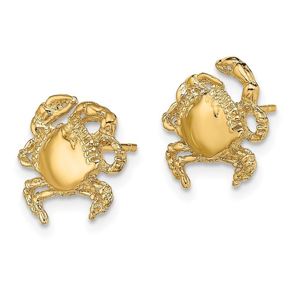 Million Charms 14k Yellow Gold 2-D / Polished Crab Post Earrings - Picture 2 of 4